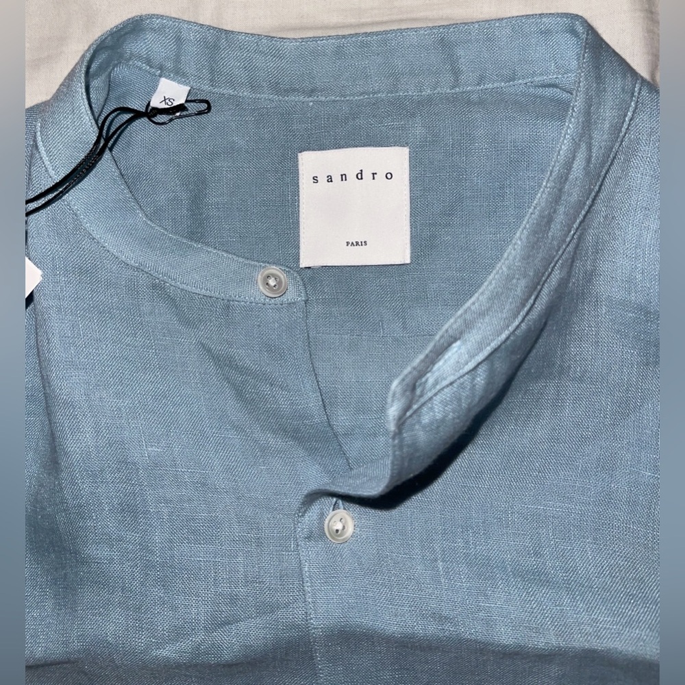 Sandro Sky Blue Linen Blouse - Picture 3 of 10